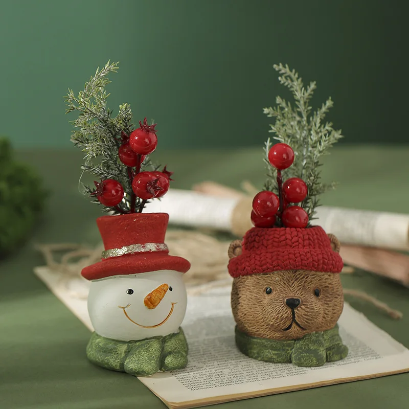 

Resin Christmas Gnome Doll Santa Snowman with Bells Ribbon for Desktop Fireplace Christmas Decor Ornament Sculpture Room Decor