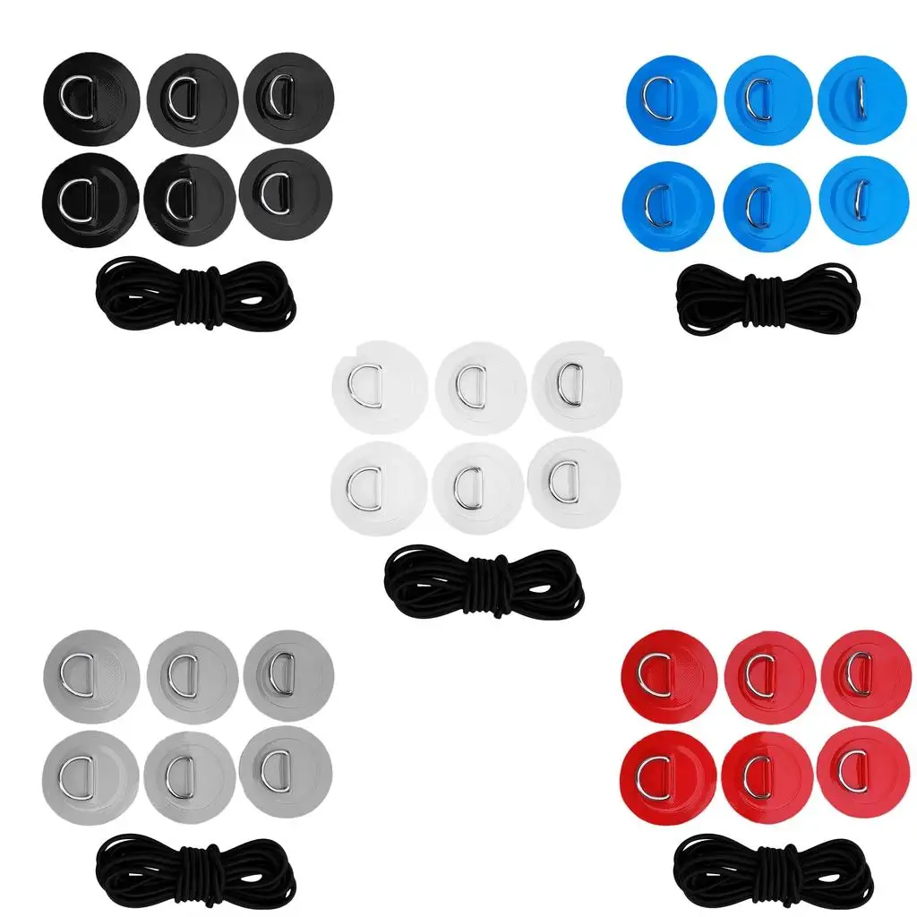 Multi Color D Ring Pad Patch Deck Rigging Kit Rubber Latex Core Bungee Rope Boat Accessories for Inflatable Kayak Canoe