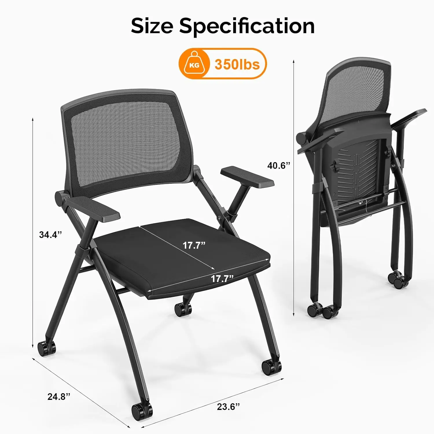 

10 Stackable Conference Chairs Wheels Fold Rebound Back Padded Seat Training Guest 350lbs Custom