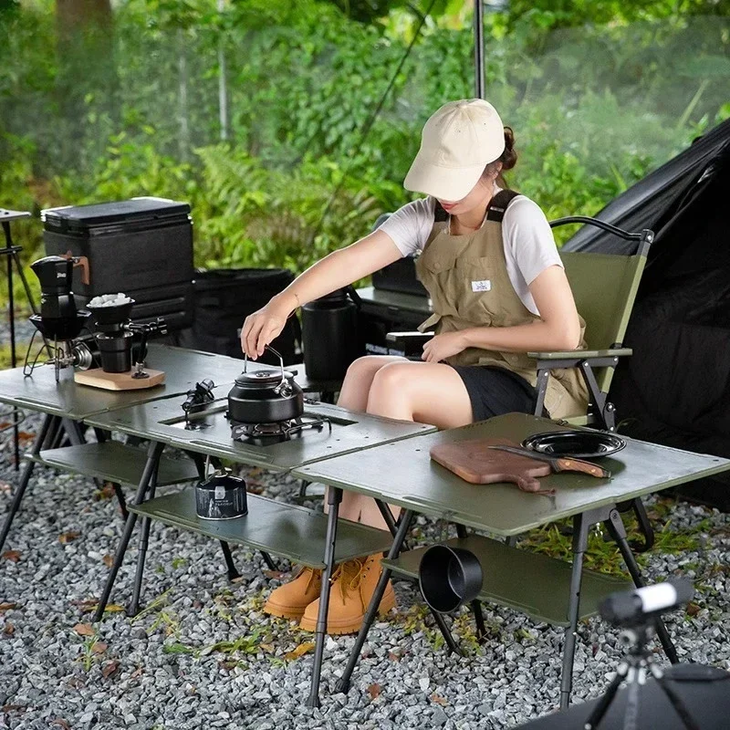 Portable Tactical Picnic Table Aluminum Alloy Folding Equipment Full Set for Outdoor Camping Picnics