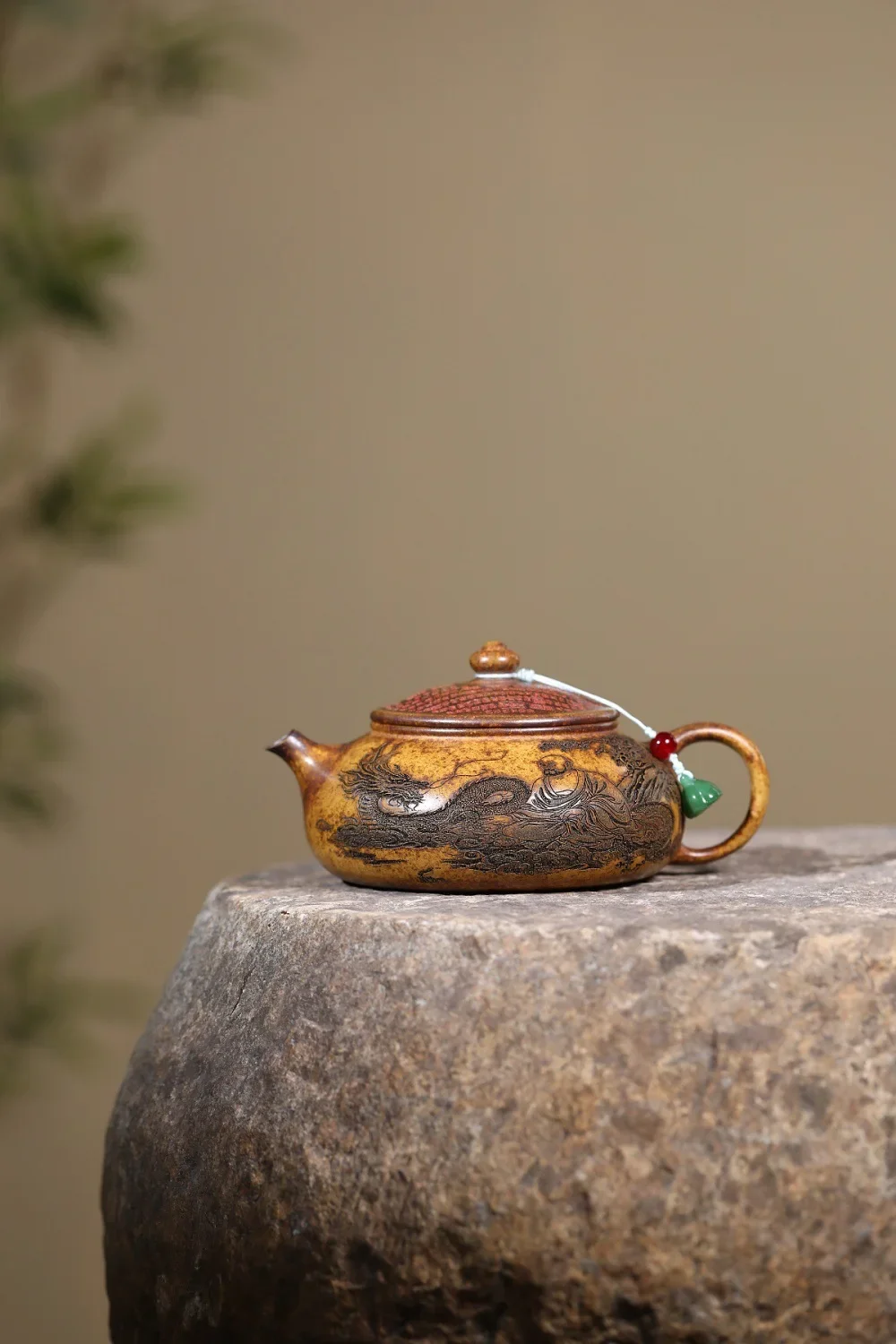 310ml Raw Ore Dragon Bone Gold Sand Wood-fired Luohan Hanjiang Zisha Teapot, Handmade Yixing Gongfu Tea Pot for Collection