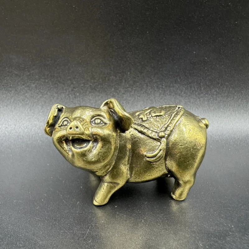 Wholesale Antique Copper Zodiac Caroline Brown Ornaments Tea Ornaments Table Decoration Mini Copper Pig Antique Collection Antiq