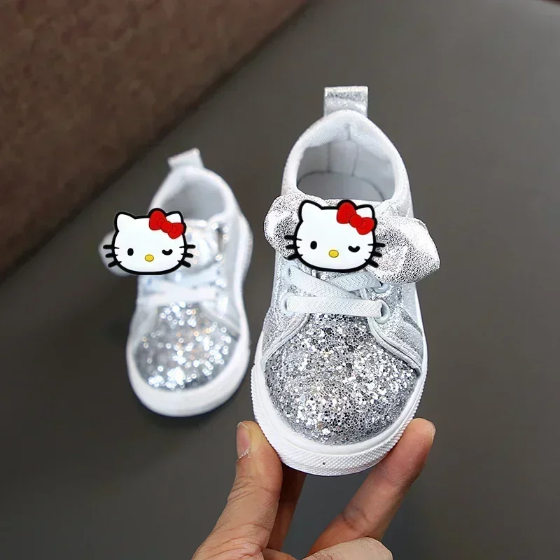 

Sanrio Hello Kitty 2021 spring new girls' sports shoes children's casual shoes girls' butterfly festival sequined sneakers