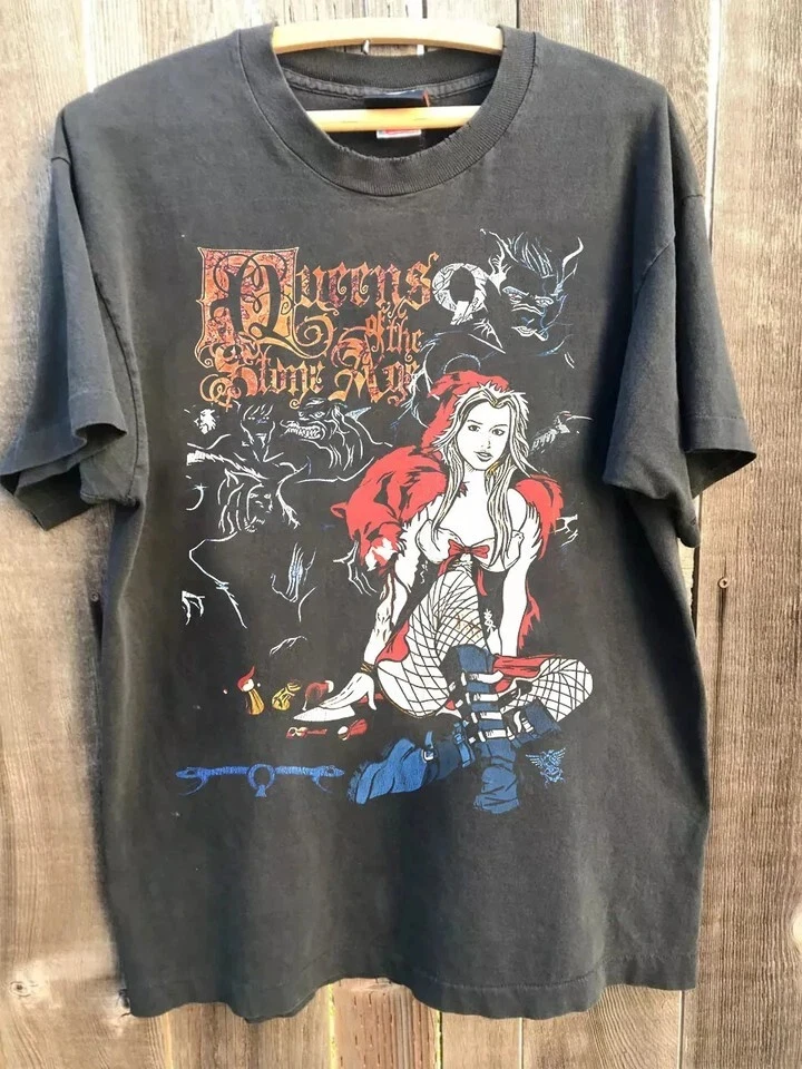 Queens of The Stone Age Band Charcoal Color Cotton T Shirt Full Size Men Women Summer Men's T-Shirt Casual Crew Neck Cotton Tee