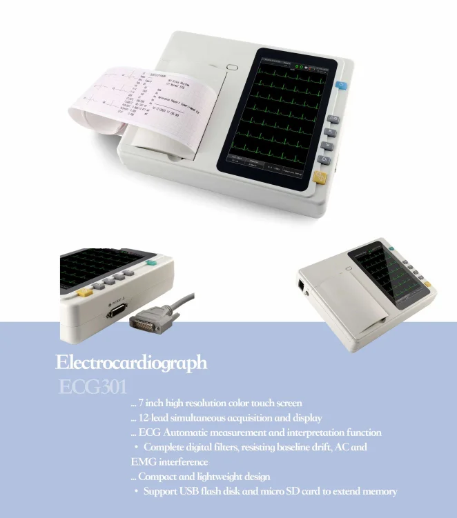 JZ-TEC301 Portable Electronic Handheld 12 Lead 3 Channel Veterinary Monitoring Device for Animal Heart Rate Monitoring
