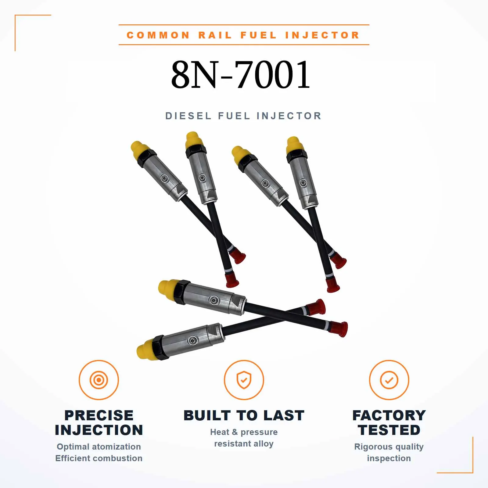 6PCS Fuel Injector 8N-7005 For Caterpillar CAT Engine 3306 3306B Excavator 215 219 225 229 235 E240 E300