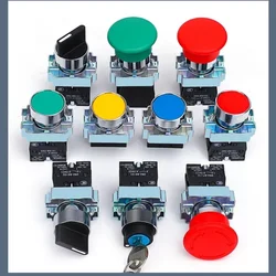 XB2 Push Button Switch Push Type Scram Button Self-lock Self-reset  Start and Stop Rotary Switch 22mm Applicable Below 10A