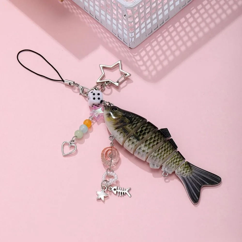 Colorful Simulation Fish Keychain Acrylic Multi Jointed Bionic Fish Keychain Simulation Multi-section Design Fish Bait Keychain