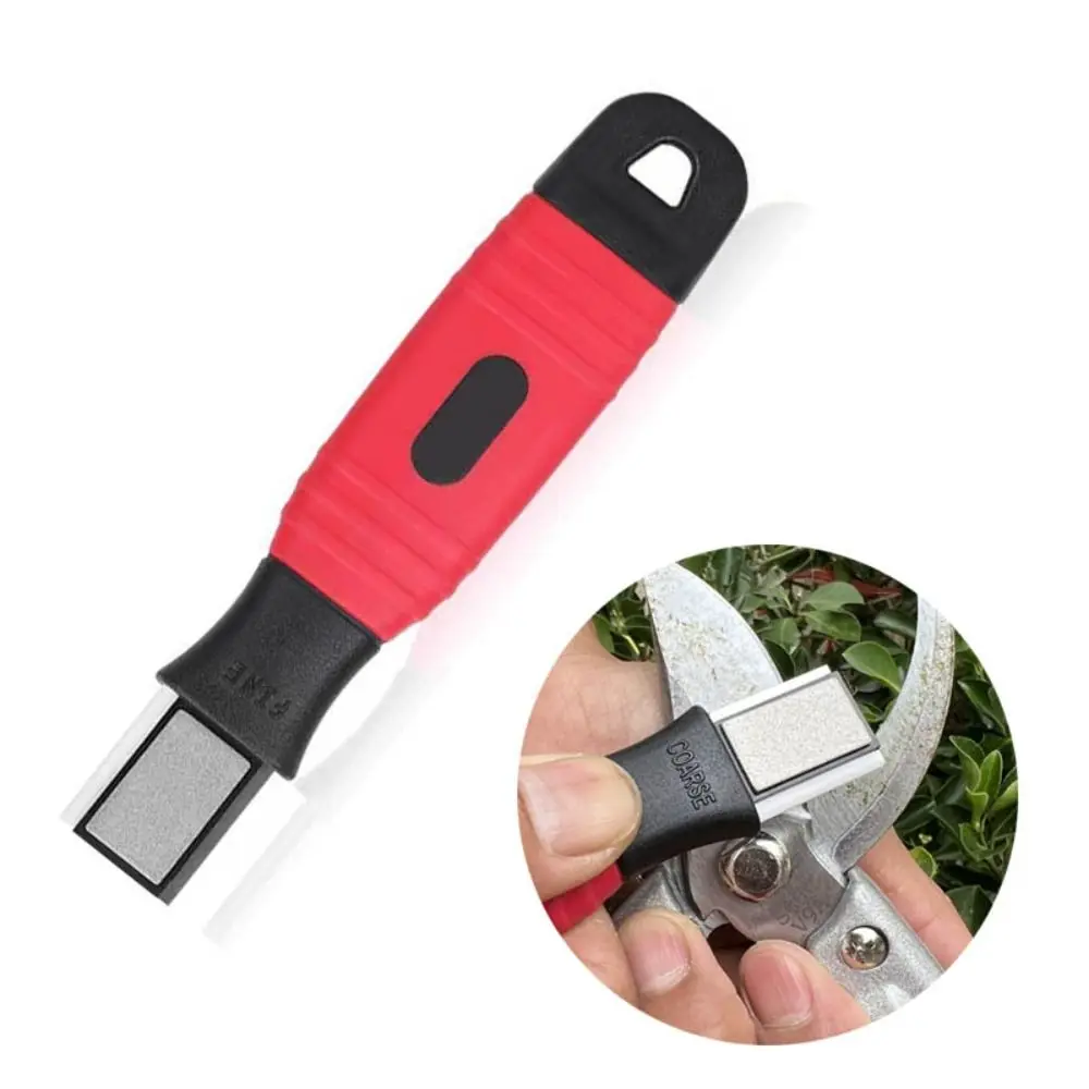 Non-slip Carbide Garden Tool Sharpener Red 5.03*0.59 Inch Blades Sharpener Pocket Blades Sharpening Tool Keeping Acute