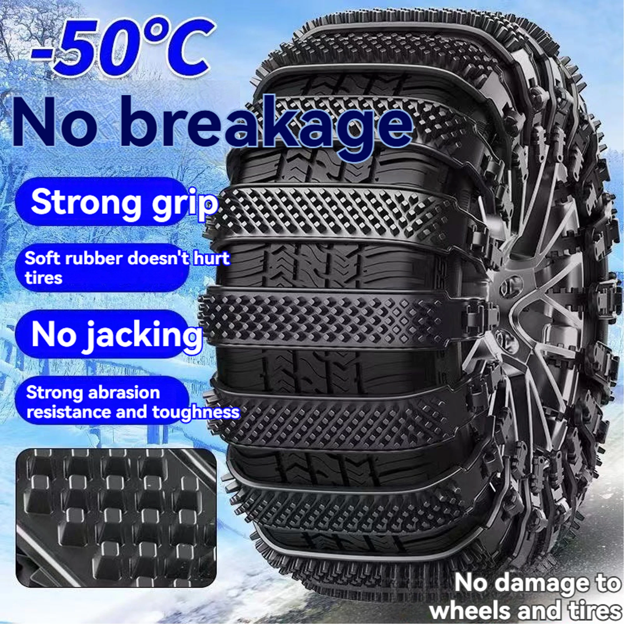 

8-Pack Universal Traction Tire Chain, Heavy-Duty Rubber Anti-Skid Chain, Anti-Skid Leash for Emergency Situations and Off-Road Adventure in Winter, Car, Suv and Motorcycle Winter Tire Accessories Anti-Skid Chain, Suitable for Various Models