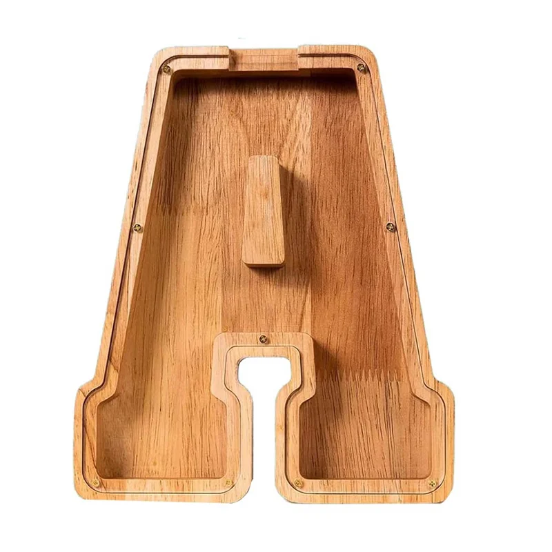 -September 9 Inch Wooden Letter Piggy Bank Money Box For Boys Girls Toddler Coin Bank Cash Saver Box Birthday Gift For Kids (A)