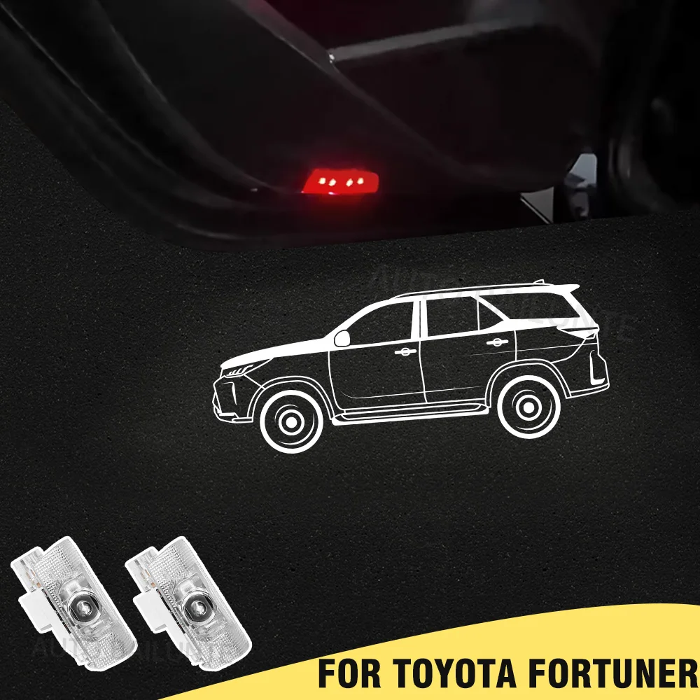 2Pcs LED Car Door Welcome Laser Projector Decoration Ghost Shadow Light For Toyota Fortuner 2015-2017 2018 2019 2020 2021 AN160