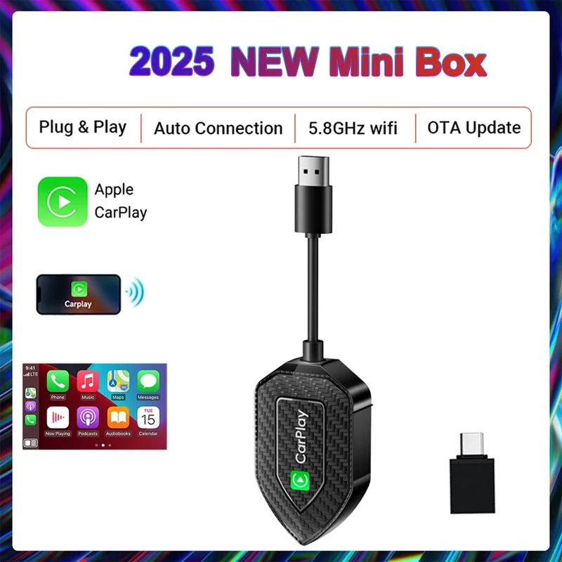 

2 In1 Carplay Android Auto Mini Box Wireless Carplay Adapter Wired to Wireless Carplay For Android Phone Plug And Play Auto Conn