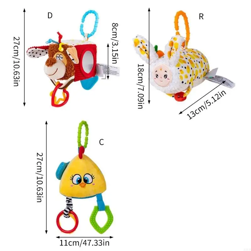 Soft Plush Sensory Cubes Toy Hanging Toy Cubes Great for Babies with Rattle and Crinkle Sounds to Stimulate Development A2UB