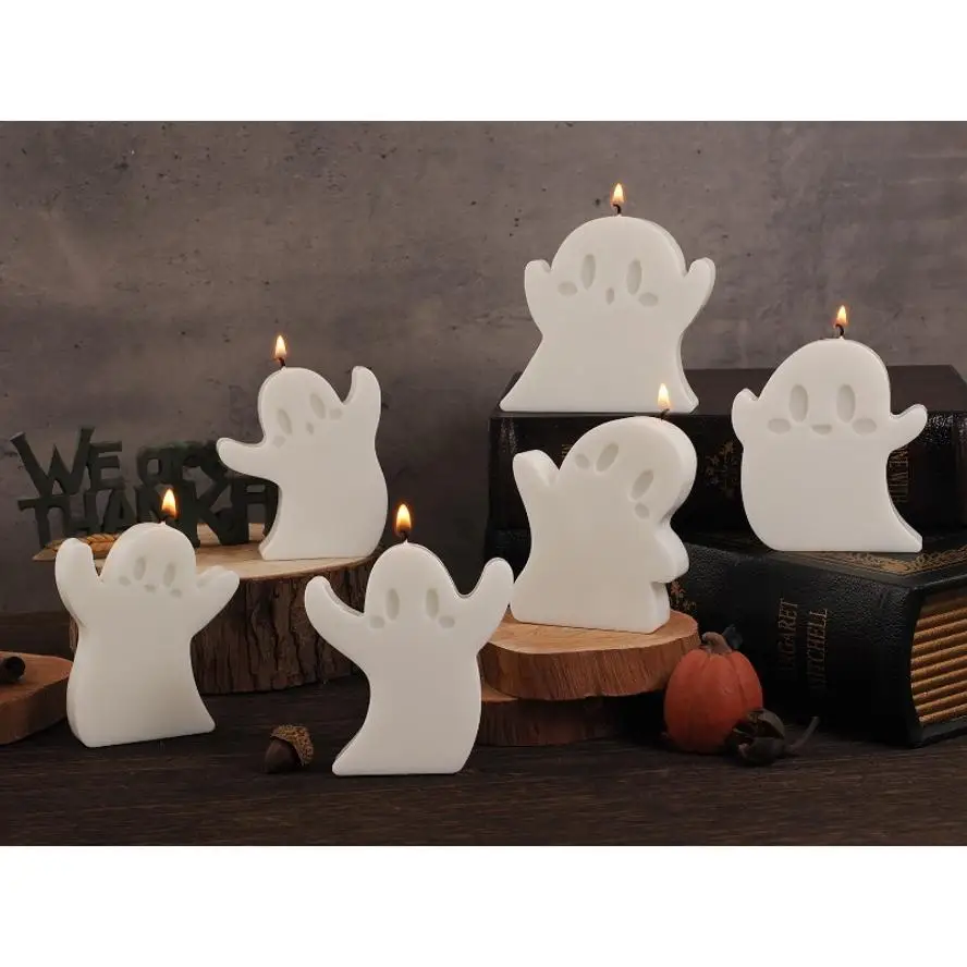 6Pcs Cartoon Ghost Silicone Mold DIY Candle Scented Diffuser Craft Tool Handmade Halloween Ornament Home Decoration Gift Set