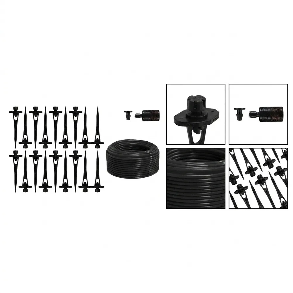 Plant Drip Irrigation Device with 15m 20m Black PVC Tubing Set and Adjustable Water Volume for Efficient Garden Use
