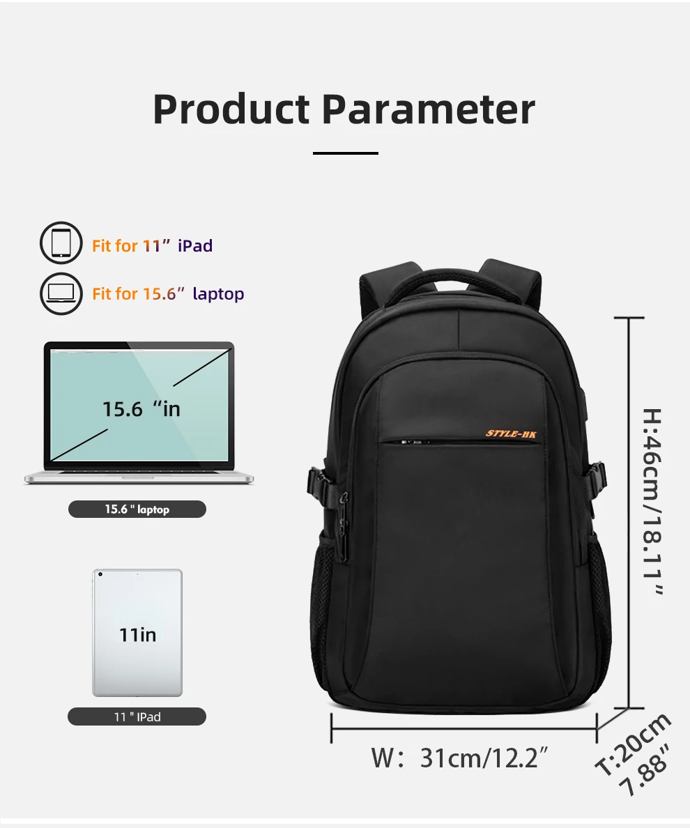 Heroic Knight Multifunktionaler Herren-Rucksack, passend für 15,6-Zoll-Laptops, modischer wasserdichter Schulrucksack, USB-Anti-Diebstahl-Reisetasche für Herren – Detail 6