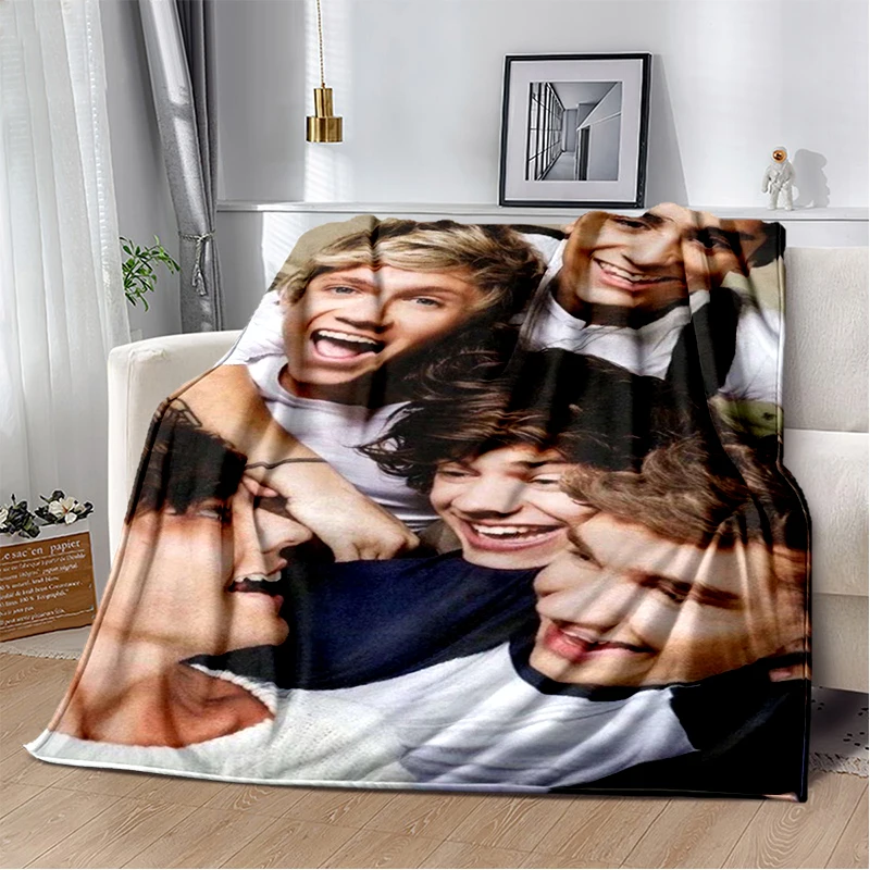 3D One D-Direction Popular Singer Flannel Blanket Soft Warm Throw Blanket for Bedroom Living Room Bed Travel Camping Picnic Gift