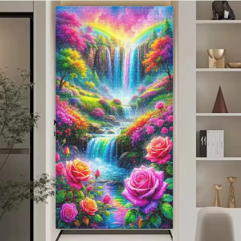 Dream Waterfall Flowers Wonderland 5D Diy Diamond Painting Full Square Round Diamond Mosaic Embroidery Scenery Art Home Decor - Image 3