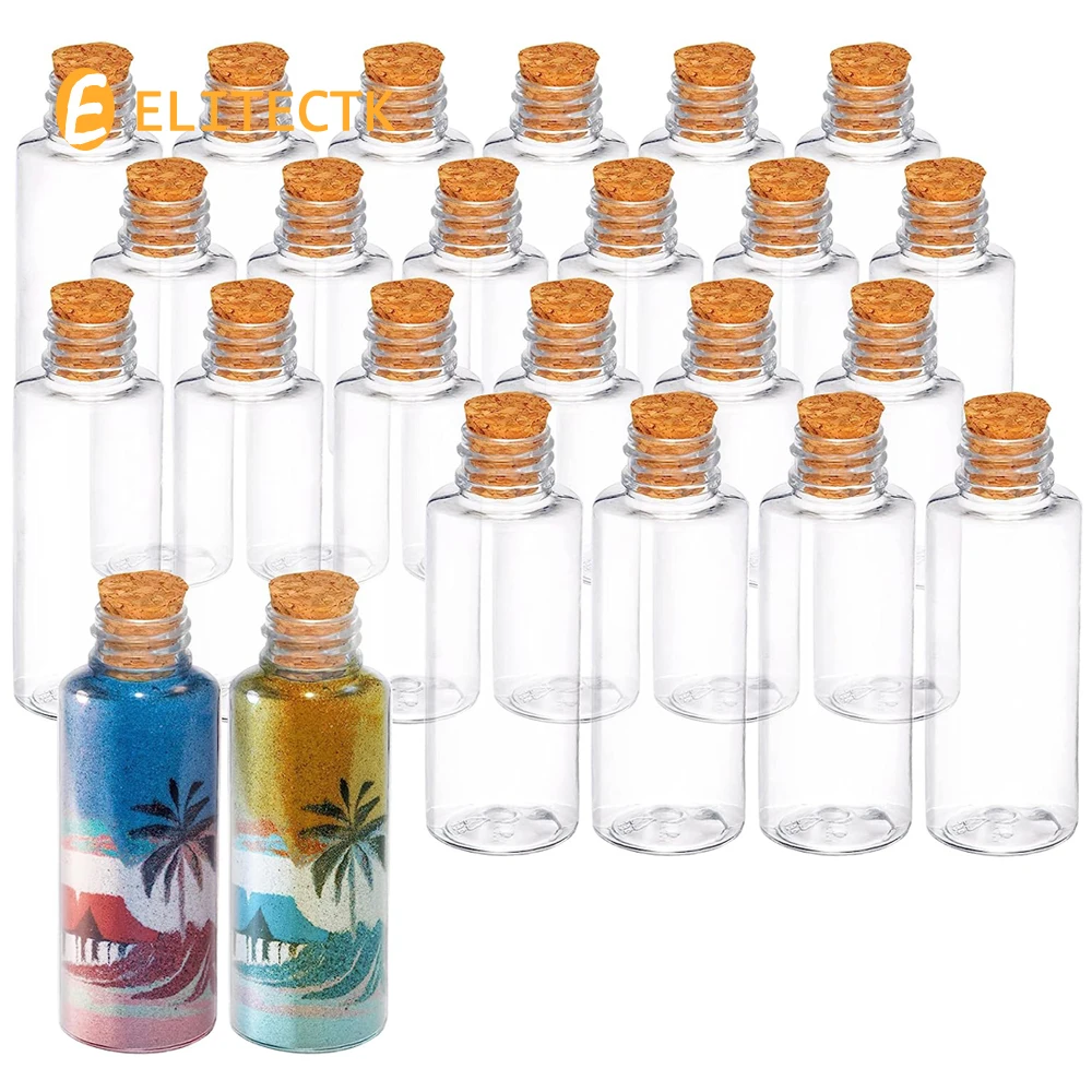 Plastic Sand Art Bottles with Cork Stoppers Mini Vial Potion Bottles Perfume Cork Bottle for Filling Bottles for DIY Craft