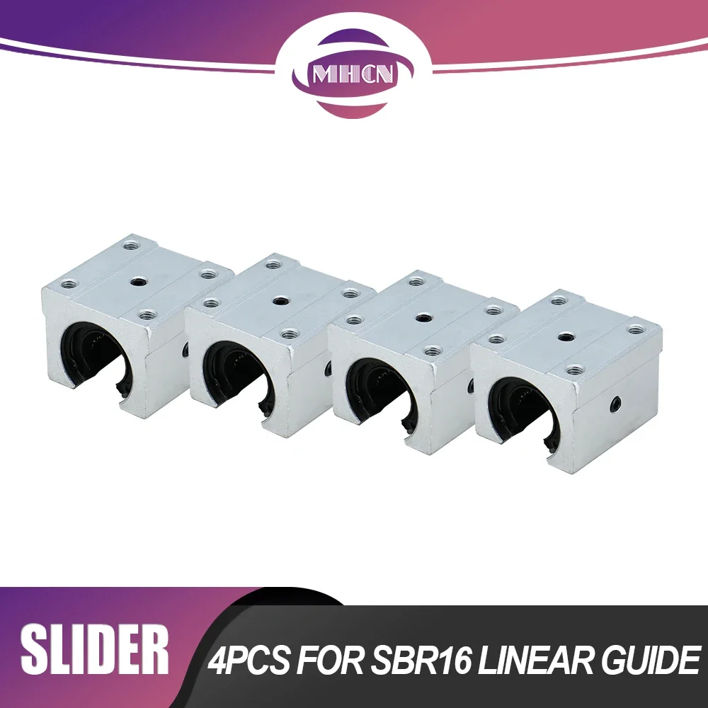 MHCN 4PCS/set SBR16UU Slide Block for SBR16 Linear Guides Slides Bearing Linear Support Rail Carriage for CNC Router