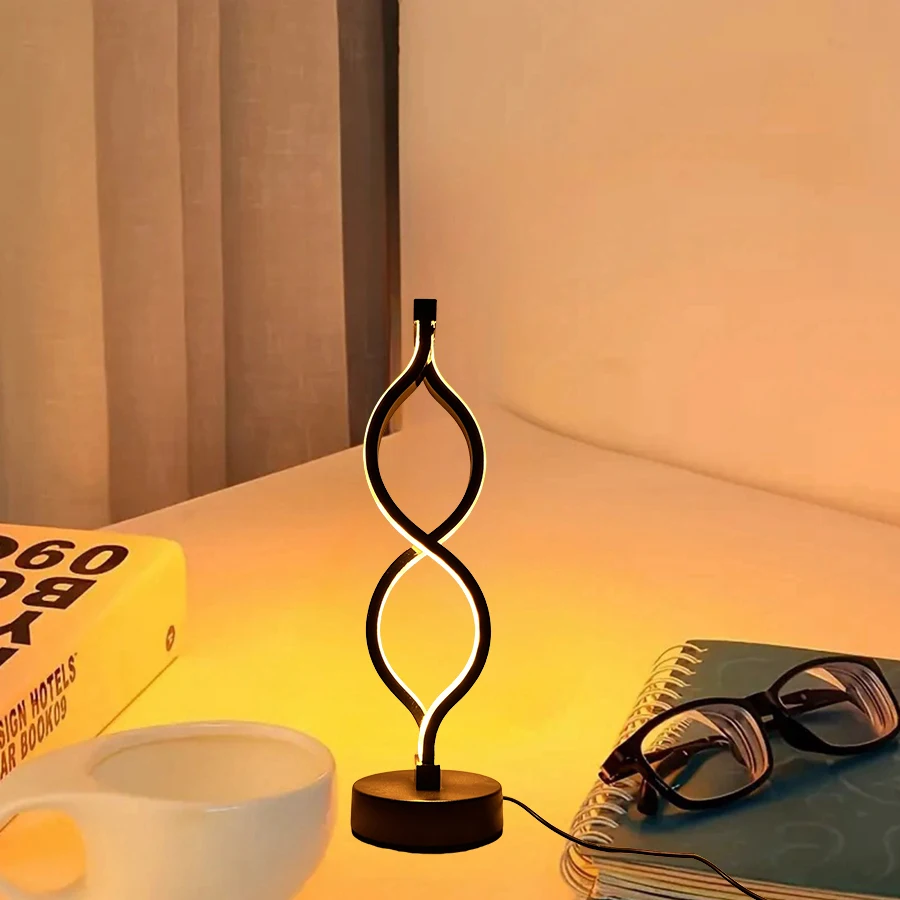 1PC Creative Figure-eight Desk Lamp USB Three-tone Light Bedroom Desk Lamp