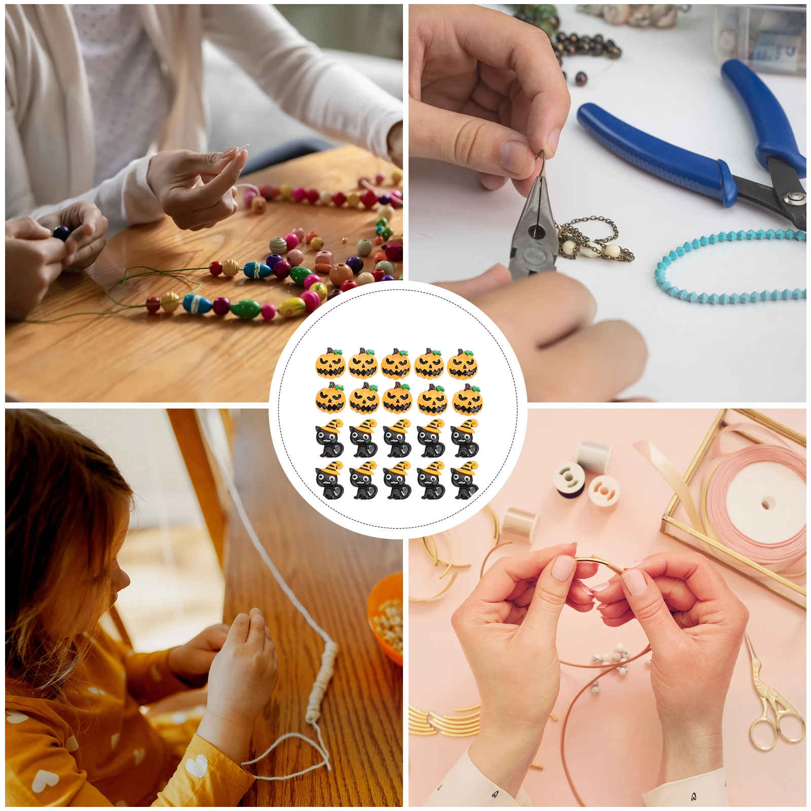 

20pcs Pumpkin Flatback Charms Diy Craft Embellishments For Kids Durable Plastic Charm Creative Halloween Handmade Decoration