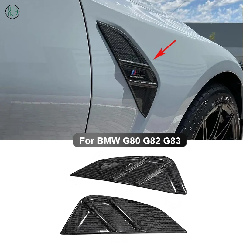 Dry Carbon Fiber For BMW M3 M4 G80 G82 G83 2021+ Car Front Bumper Side Fender Air Vent Covers Trims Parts Upgrade Body kit