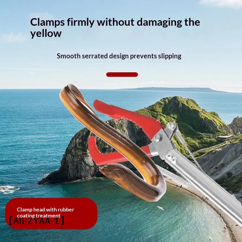 A1.5M Foldable Snake Eel Catcher Tong Wide Jaw Stainless Steel Reptile Grabber Tool Snake Hook Catcher Loach Rubbish Clip