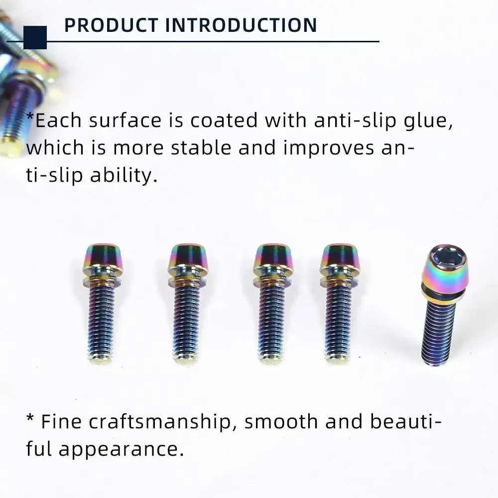 TANKE 6pcs M5 * 18 15mm Bolt Screw with gasket For MTB Road Bicycle Stem and bottle rack Rainbow view 5