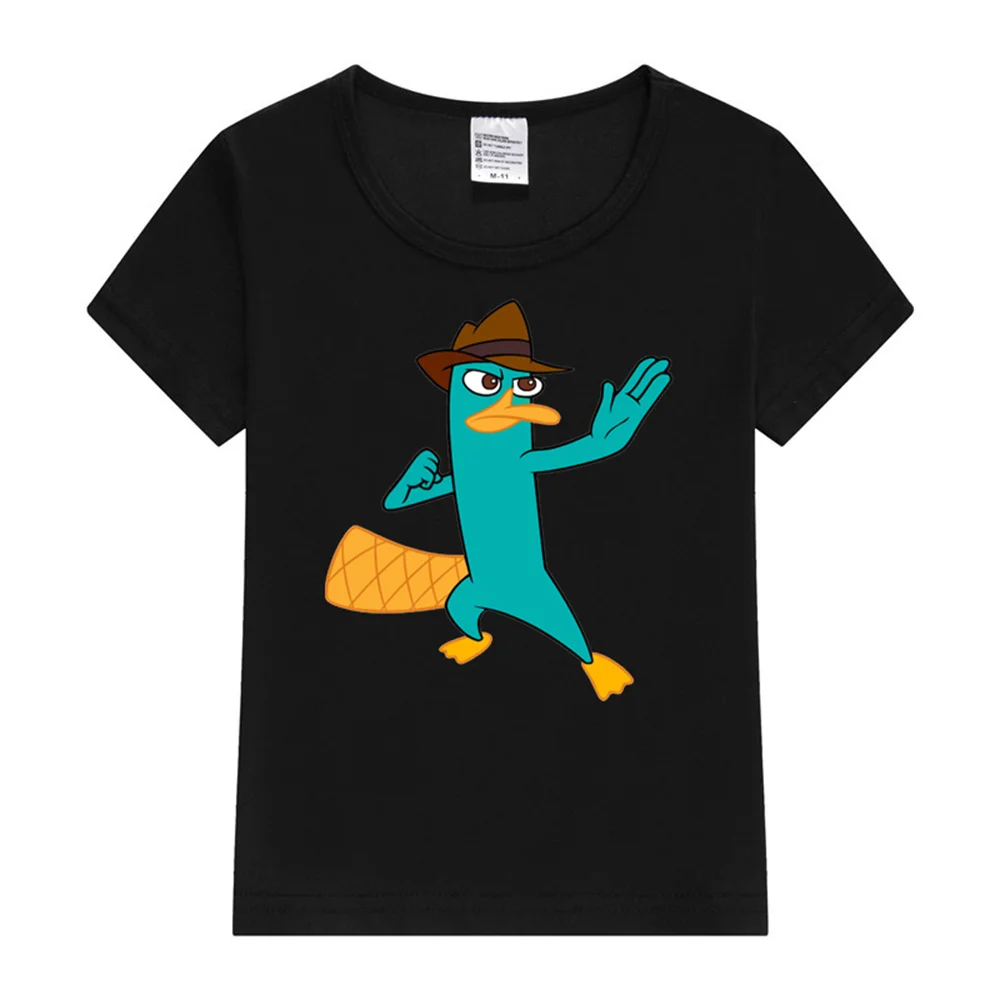 New Boys and Girls T-shirt Short Sleeve Top Perry The Platypus Casual Wear 3T-14T Kids' T-Shirt Boys Tops