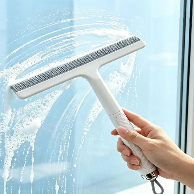 E8BD Glass Cleaning Squeegee with Wide Straight Wiping Head and Plastic Handheld Body for Water Removal on Home Panes, Mirrors