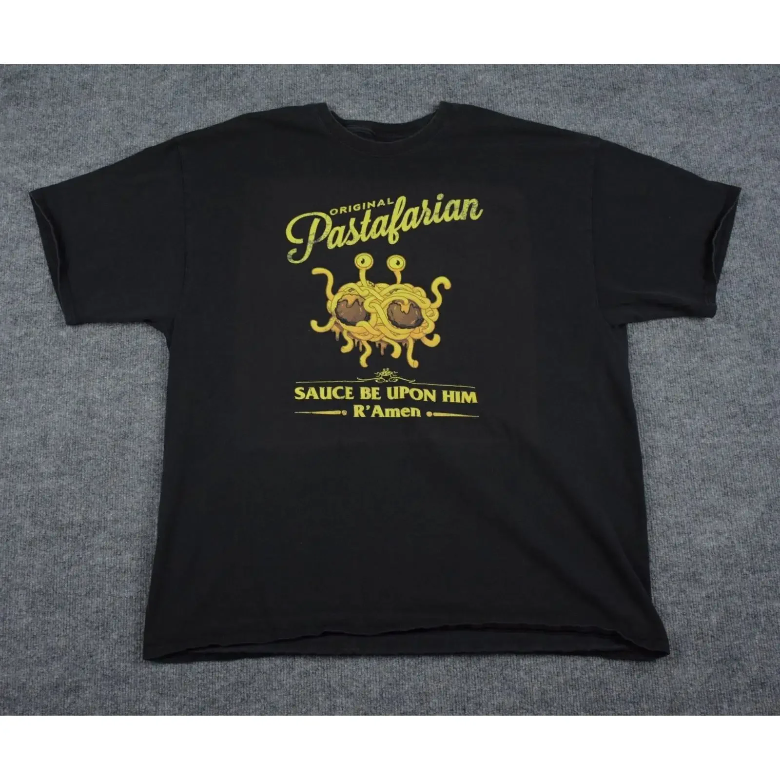 Pastafarian T Shirt Pasta Food 2XL Meatballs Foodie vintage Washed Breathable Slightly Stylish Casual fashion