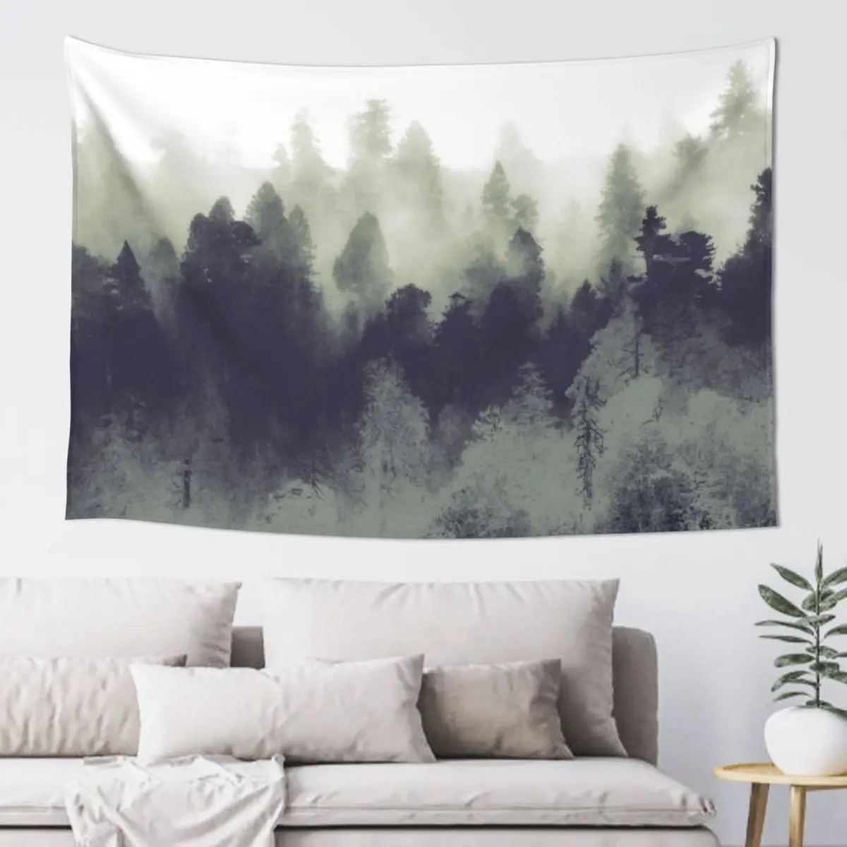 

Black and White Minimal Forest - Vintage Abstract Adventure Mountain Trees II Tapestry Carpet Wall Decoration Bedroom Tapestry