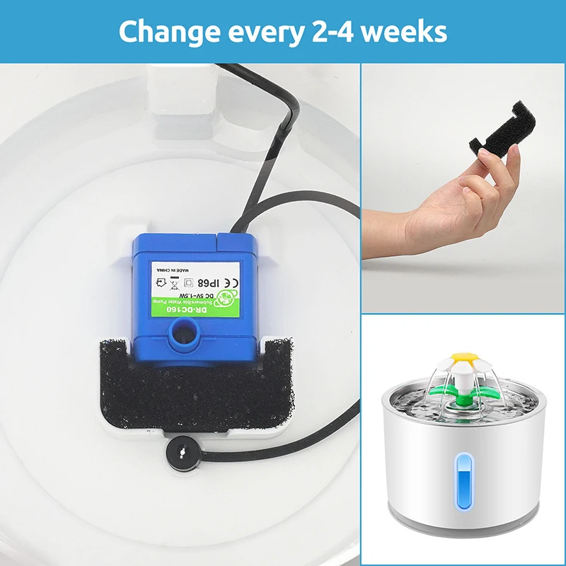 Черный Поролоновый фильтр для домашних животных, сменный водяной фонтанчик для кошек и собак, 8 шт., пенопластовые фильтры