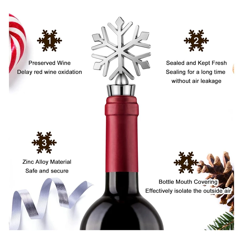 16 Pcs Snowflake Wine Bottle Stopper Beverage Bottle Stoppers Bottle Stopper Inserts