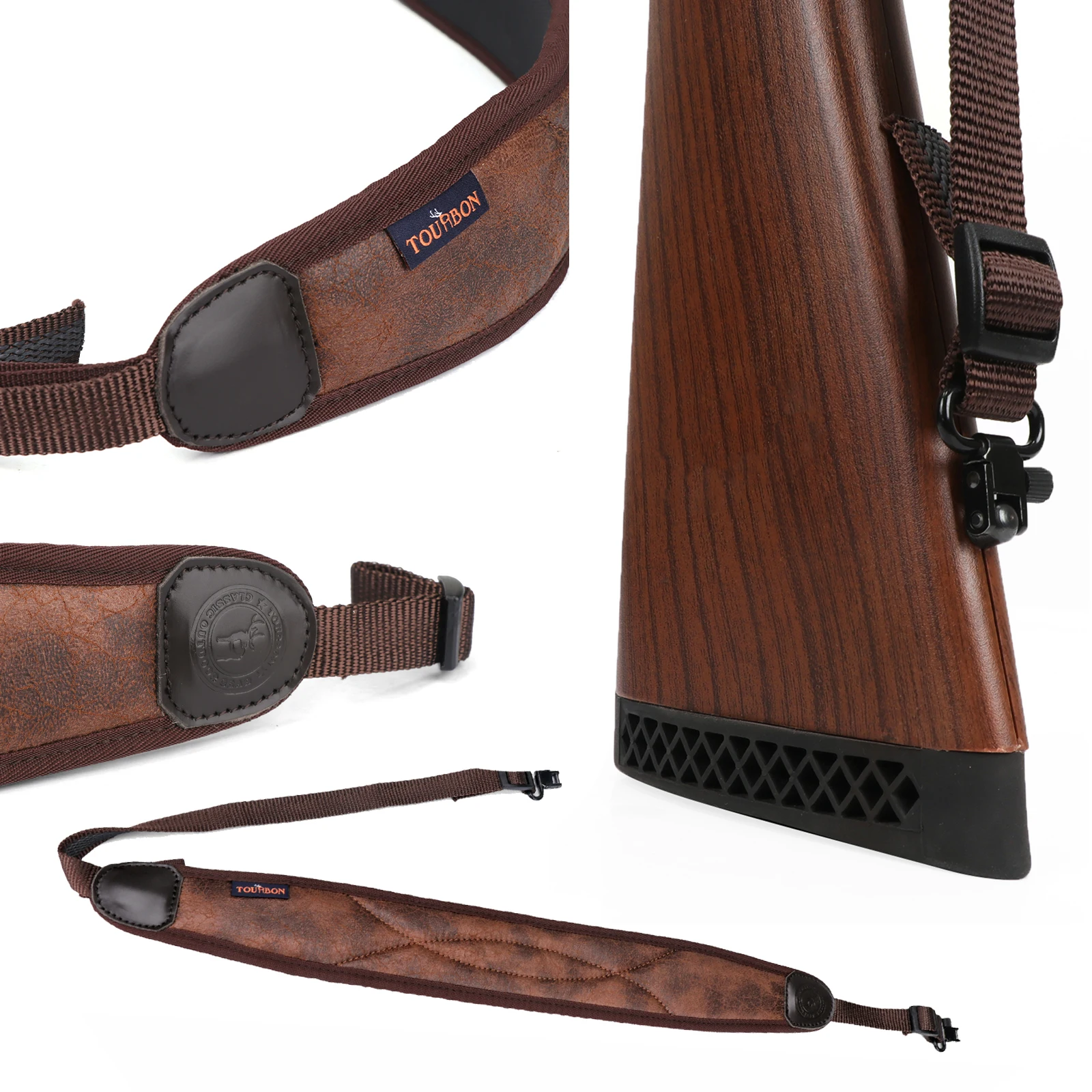 Tourbon Schießgewehr Sling Schrotflinten Schultergurt Pistole Tragegurt rutschfest 62-97CM verstellbar Neopren Jagd Braun – Detail 20