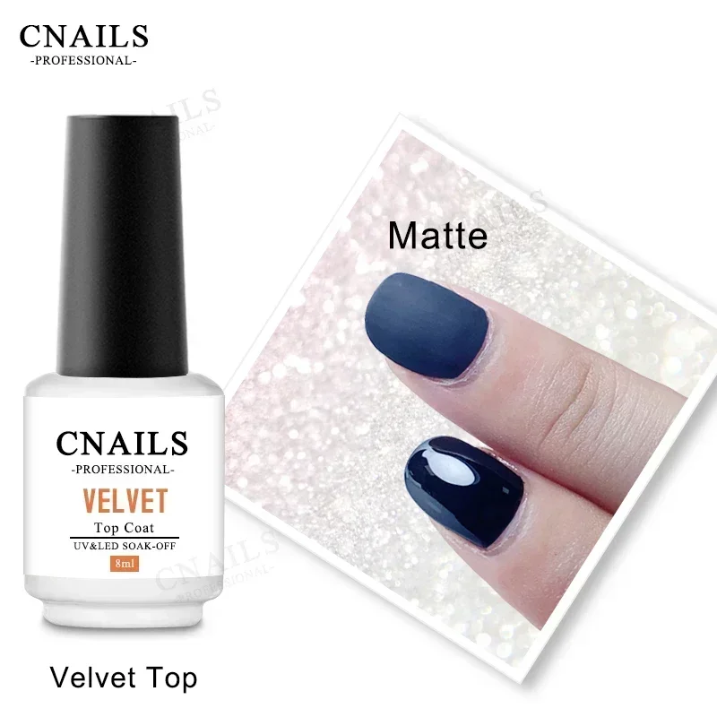 

CNAILS 8ml Matte Top Coat UV Gel Soak Off Fashion Nail Polish Varnish Primer Velvet No Wash Semi Permanent Nail Art Accessories