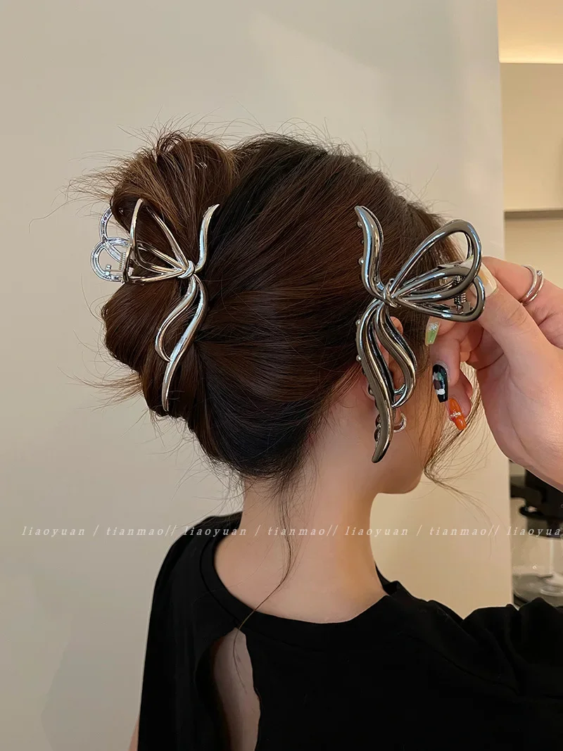 Ins Cold Wind Butterfly Metal Alloy Hair Clip Ladies Sense of Luxury Shark Clip Hair Volume More Back Head Grab Clip