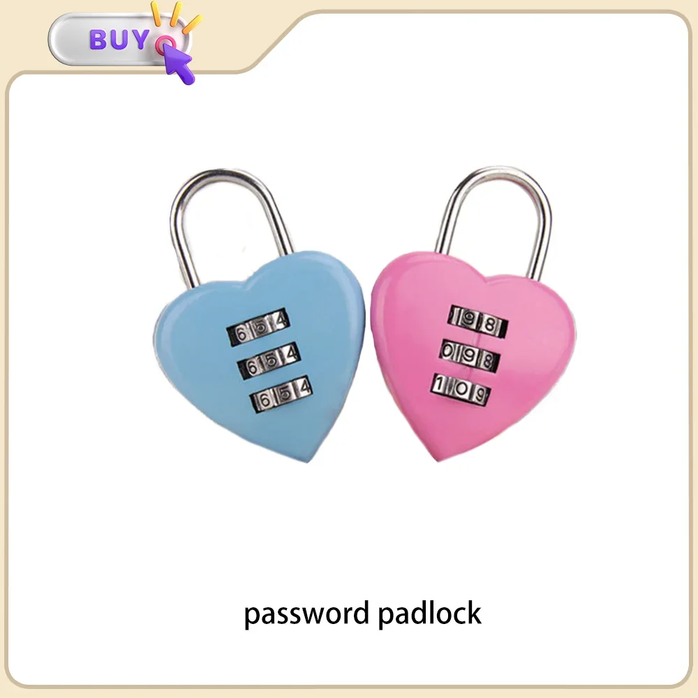 3 Digit Heart-Shaped Lock Password Lock Love Lock For Valentine Gift Travel Accessory Wedding Accessory