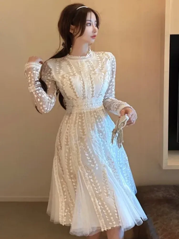 knee length dresses for ladies Ever-Pretty One-Shoulder Mesh Floral Applique Formal Dress with Embroidery main image 1