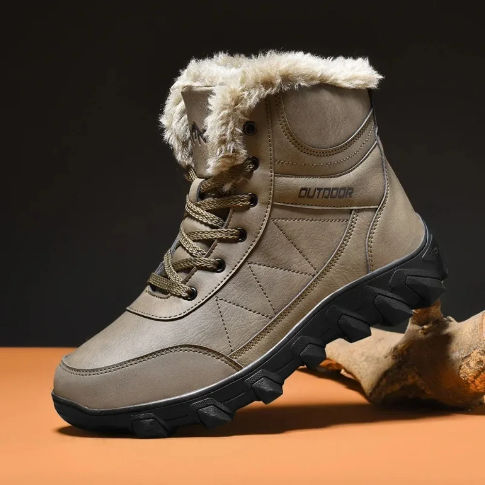 

Men Shoes 2025 New Winter men boots Slippers Warm Waterproof Non-Slip Plush Sneakers Male leather Boots Plus size 48