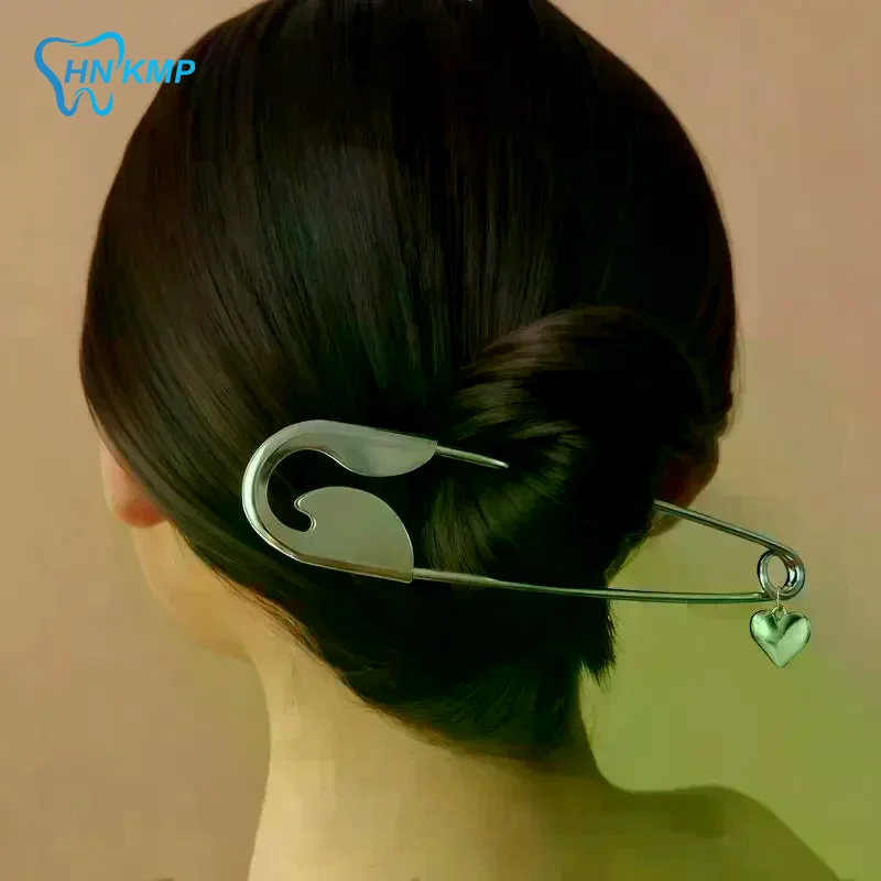 Metal Safety Pin Hair Clip with Elegant Pendant Ideal for Modern Hairstyles and Special Occasions