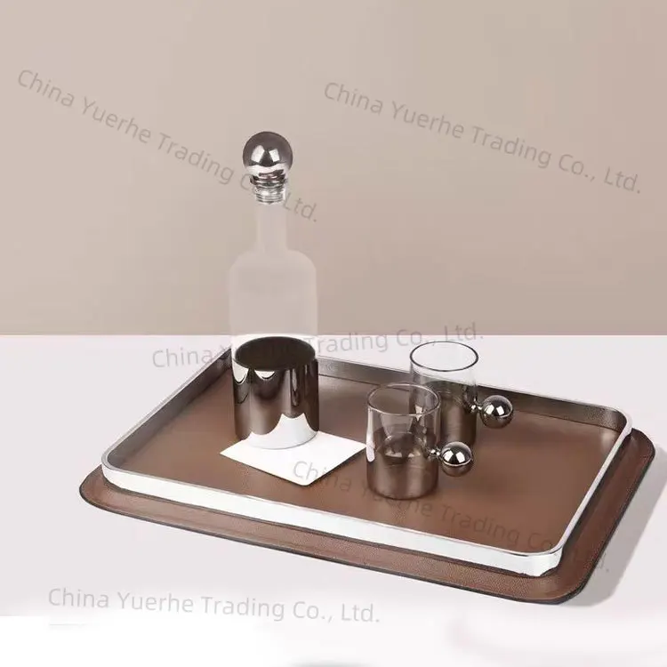 

Simple modern light luxury rectangular circumference tray model room hotel living room coffee table restaurant desktop decoratio