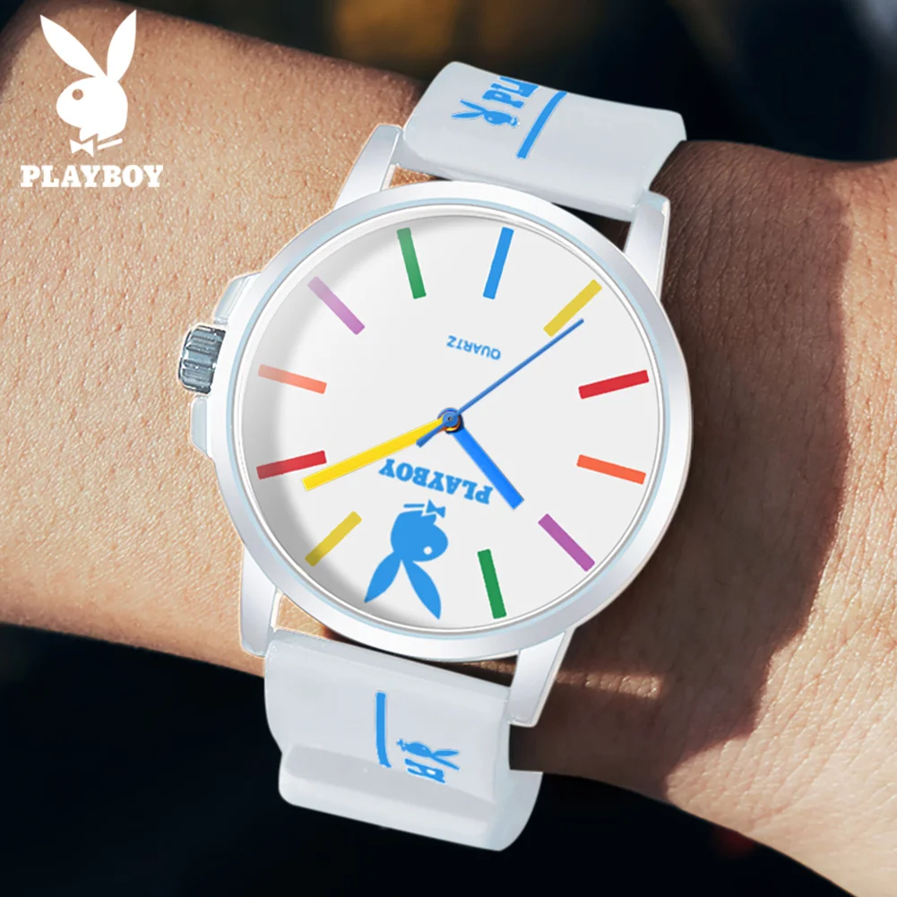 PLAYBOY Sports Quartz Watch for Men Original Silicone Strap Men\'s Wrist Watches High Quality Waterproof Fashion Simple Man Watch