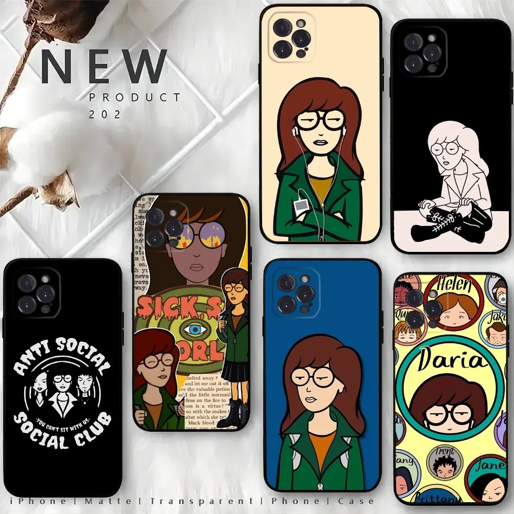 Cartoon D-Daria Phone Case For iPhone15,14,13,12 Mini 11 Pro XR,X,XS,MAX 6S,7,8 Plus Silicone Cover Soft Black