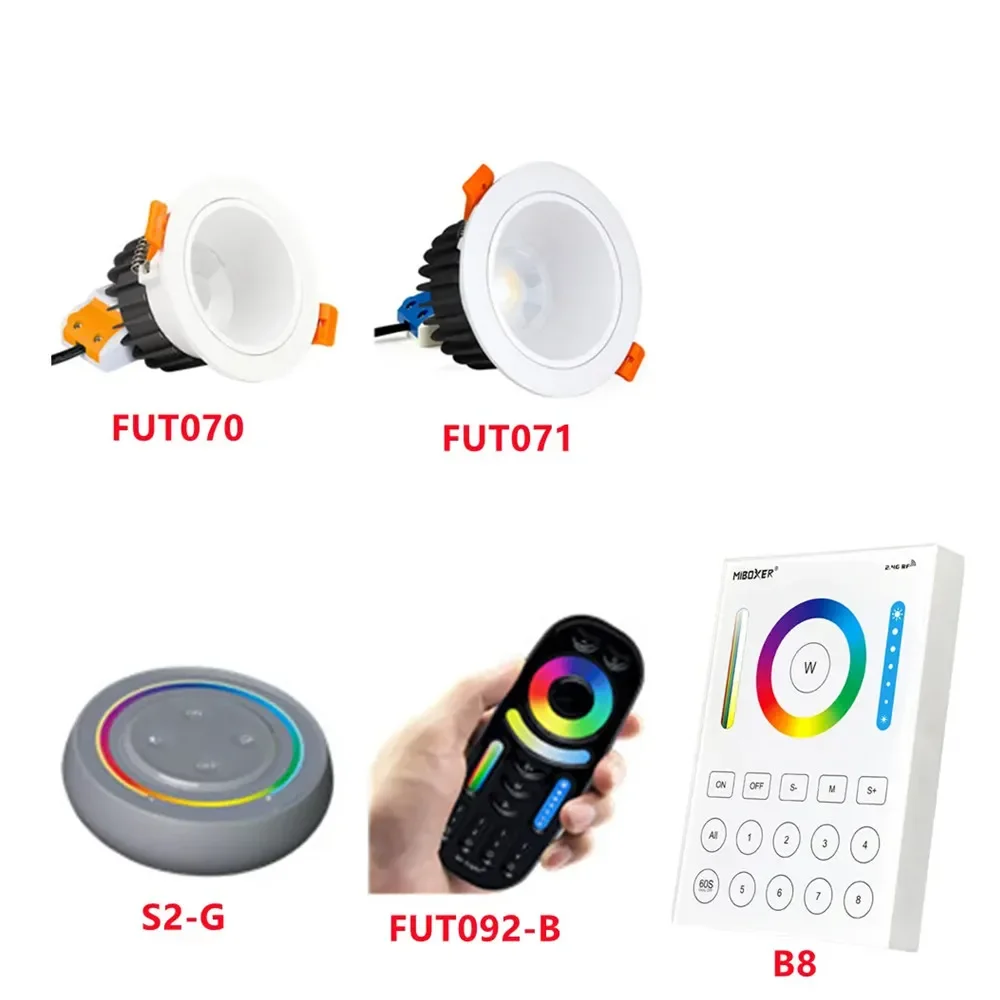 Spotlight 6W 12W APP control FUT070 FUT071 RGB+CCT LED Downlight compatible 2.4G HZ RF remote controller AC100~240V