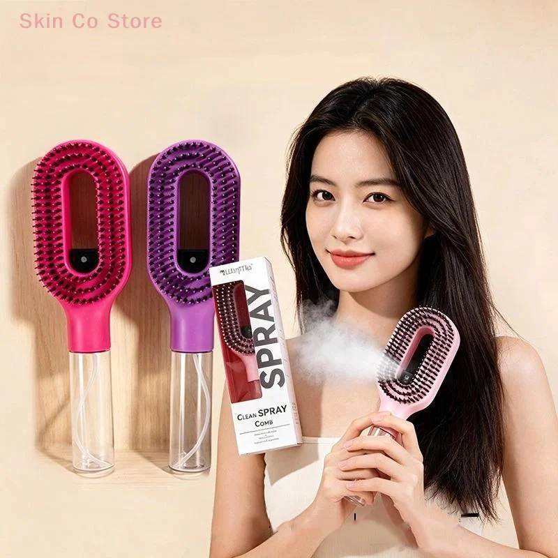

[CO]1Pcs Spray Hair Brush Refillable Liquid Water Spray Paddle Comb Anti Static Soft Bristle Hair Styling Massage Comb[CO]