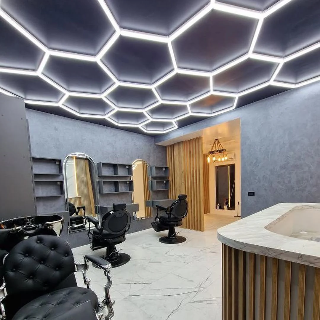 Professional Barber Shop Lighting Hexagon LED Ceiling Lights 110V-240V Honeycomb Led Tube Light For Gym Efficient Illumination