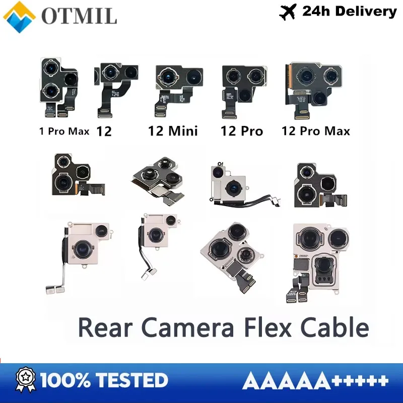 Back Main Rear Camera With Flex Cable For iPhone 11 12 13 14 15 Pro Plus ProMax 12 13 14 15 Pro Max 13mini Replacement Parts